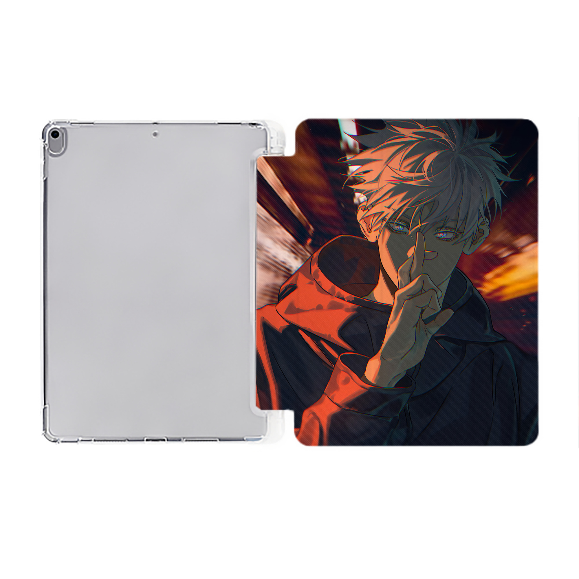 （画像用） 呪術廻戦 Jujutsu Kaisen IPad ケース ペン収納付き 三つ折りスタンド PUレザー×シリコン 対応機種9.5/10.5/10.9インチ